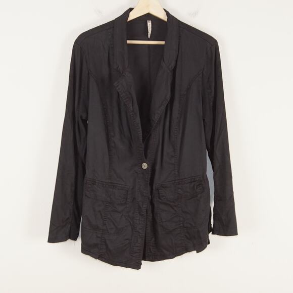 XCVI Black Long Sleeve Longline Lyocell Blend Soft Blazer Jacket Womens Sz XL - Picture 1 of 7